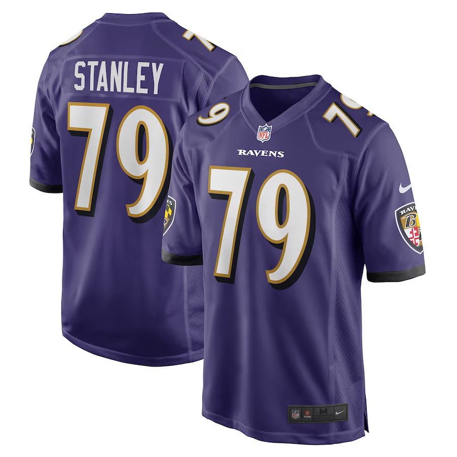 Men Baltimore Ravens 79 Ronnie Stanley Nike Purple Game NFL Jersey